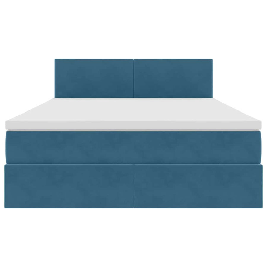 Bed met LED -striplichten Donkerblauw 140 x 200 cm Fluweel