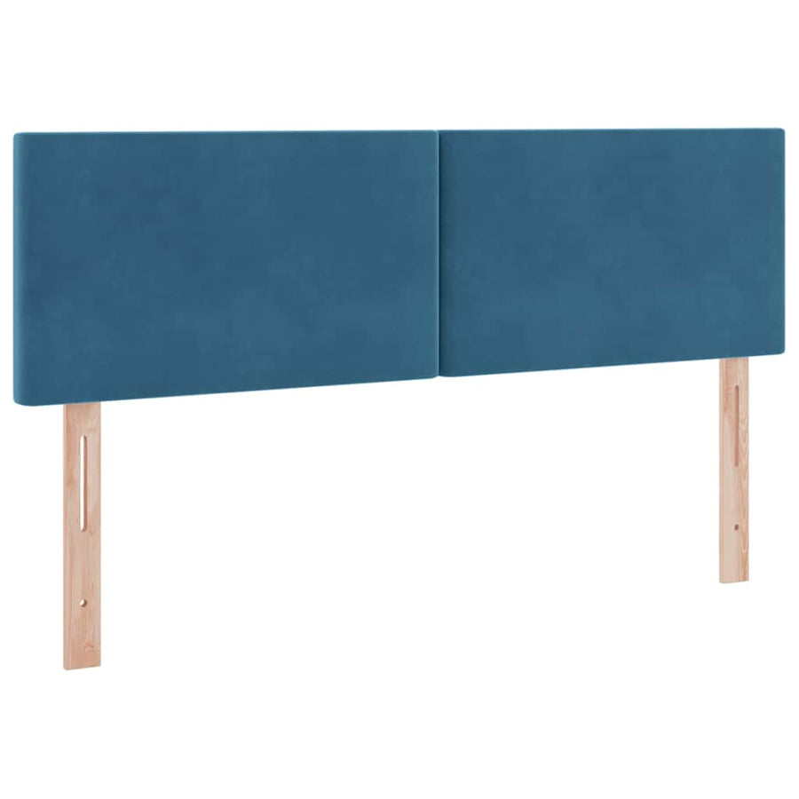 Bed met LED -striplichten Donkerblauw 140 x 200 cm Fluweel