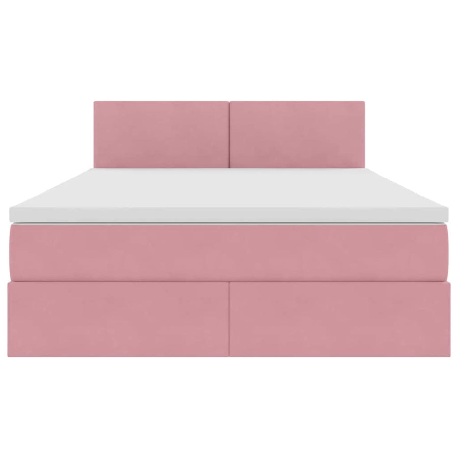 Bed met LED -striplichten met opslag Roze 140 x 200 cm Fluweel
