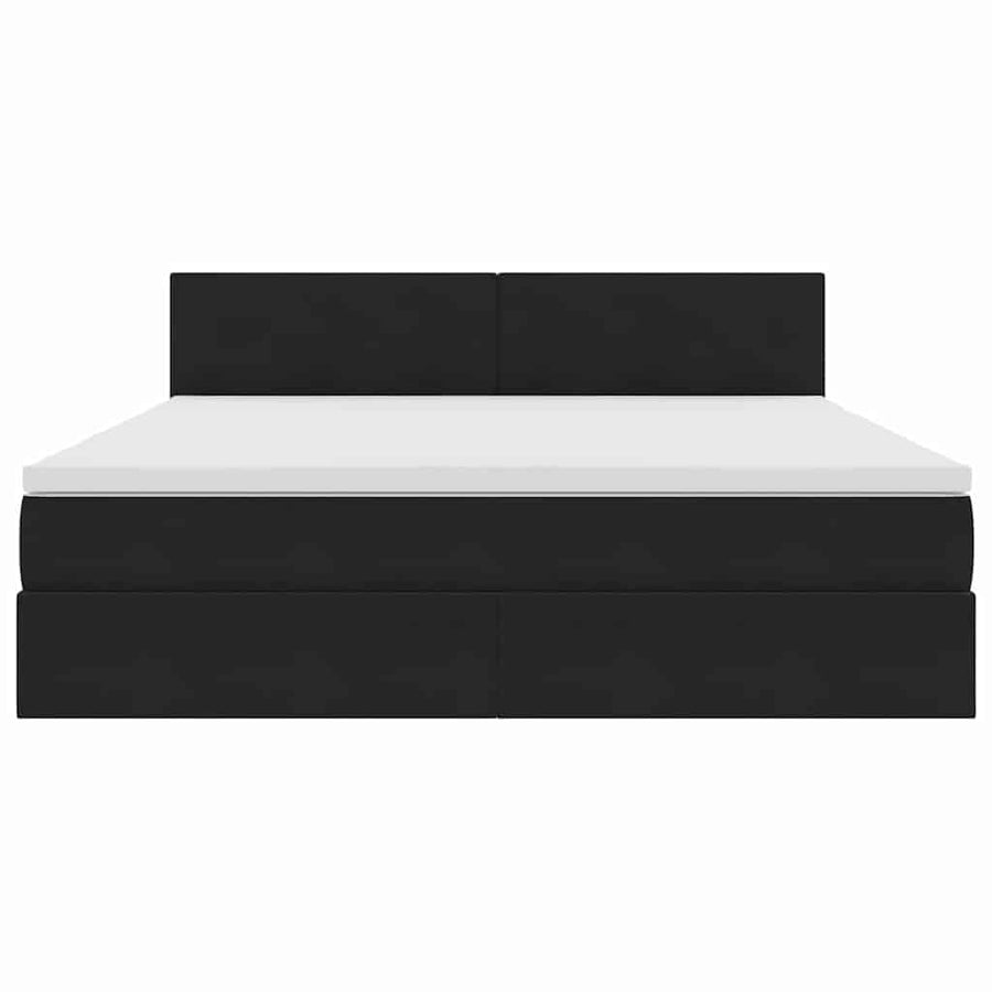 Bed met LED -striplichten met opslag Zwart 160 x 200 cm Fluweel