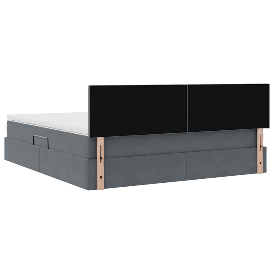 Bed met LED -striplichten Donkergrijs 180 x 200 cm Fluweel