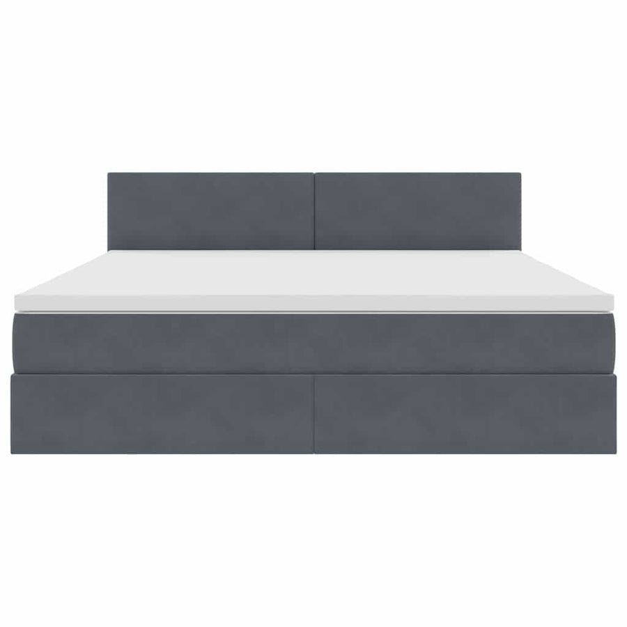 Bed met LED -striplichten Donkergrijs 180 x 200 cm Fluweel