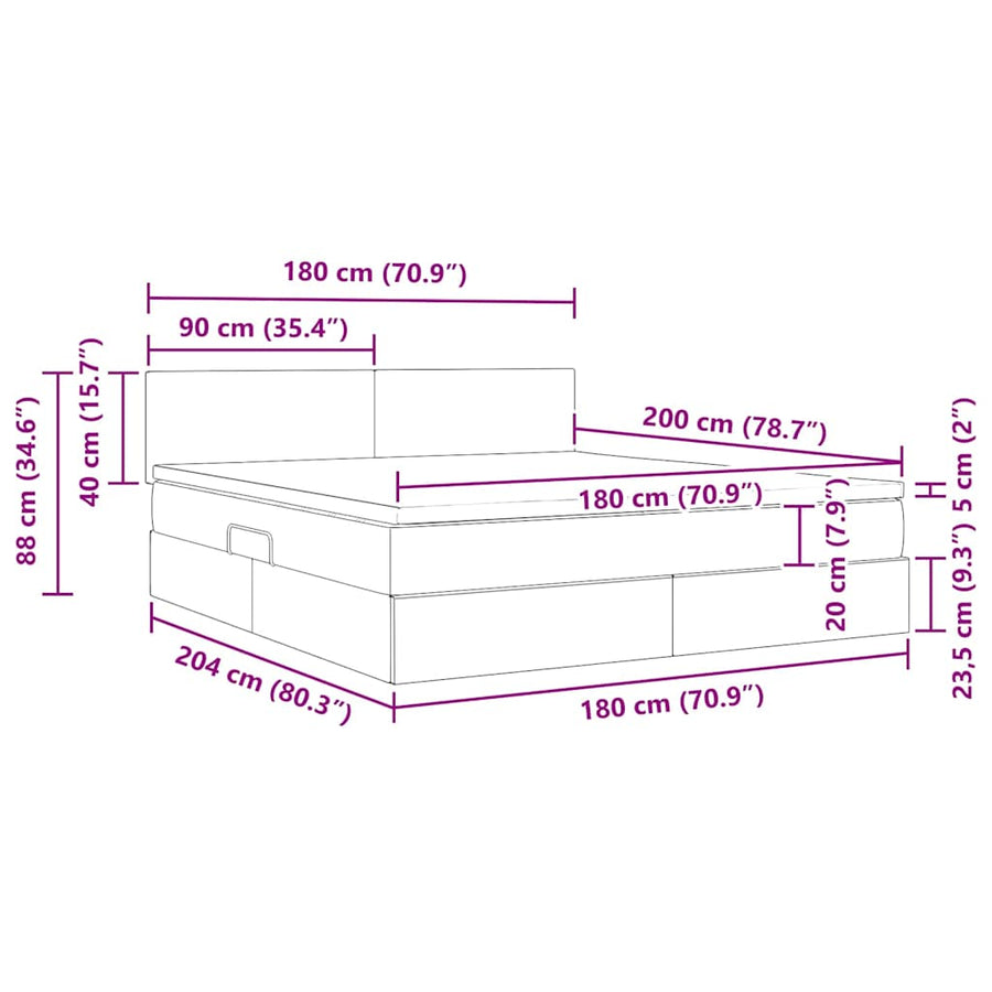 Bed met LED -striplichten met opslag Zwart 180 x 200 cm Fluweel