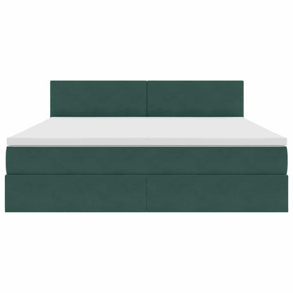 Bed met LED -striplichten Donkergroen 180 x 200 cm Fluweel