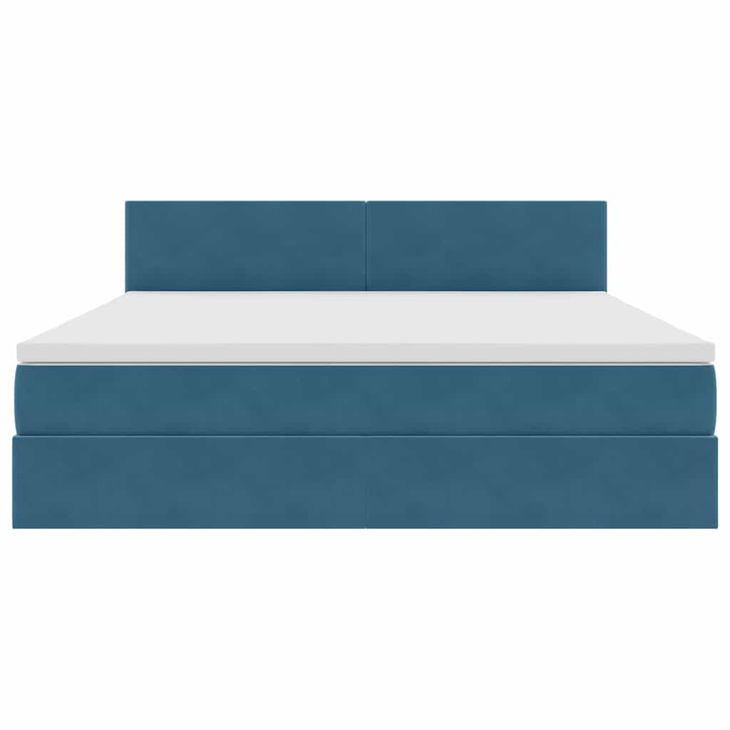 Bed met LED -striplichten Donkerblauw 180 x 200 cm Fluweel