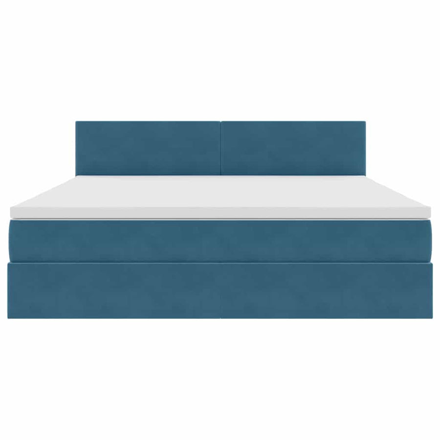 Bed met LED -striplichten Donkerblauw 180 x 200 cm Fluweel