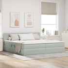 Storage Bed with LED and Mattress Light Grey 200 x 200 cm Velvet