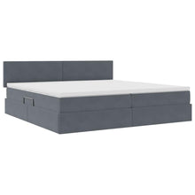 Bed met LED -striplichten Donkergrijs 200 x 200 cm Fluweel