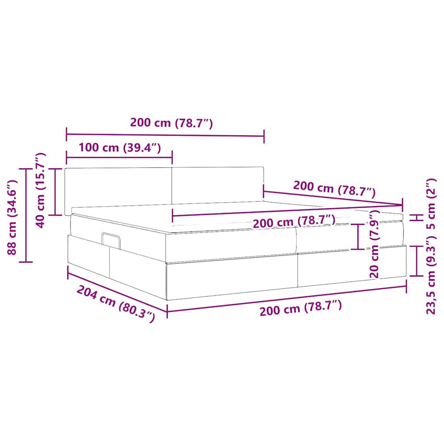 Bed met LED -striplichten Donkergrijs 200 x 200 cm Fluweel