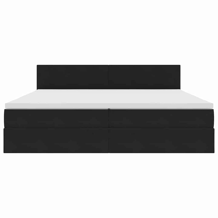 Bed met LED -striplichten met opslag Zwart 200 x 200 cm Fluweel