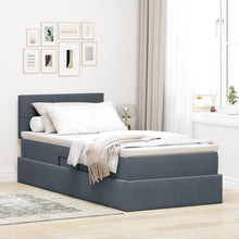 Opbergbed met LED met matras Donkergrijs 90 x 190 cm Fluweel