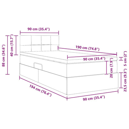 Opbergbed met LED met matras met LED Zwart 90 x 190 cm Fluweel
