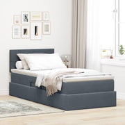 Opbergbed 90x200 cm donkergrijs fluweel met LED