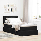 Storage Bed with LED with Mattress with LED Black 90 x 200 cm Velvet