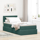 Storage Bed with LED and Mattress Dark Green 90 x 200 cm Velvet