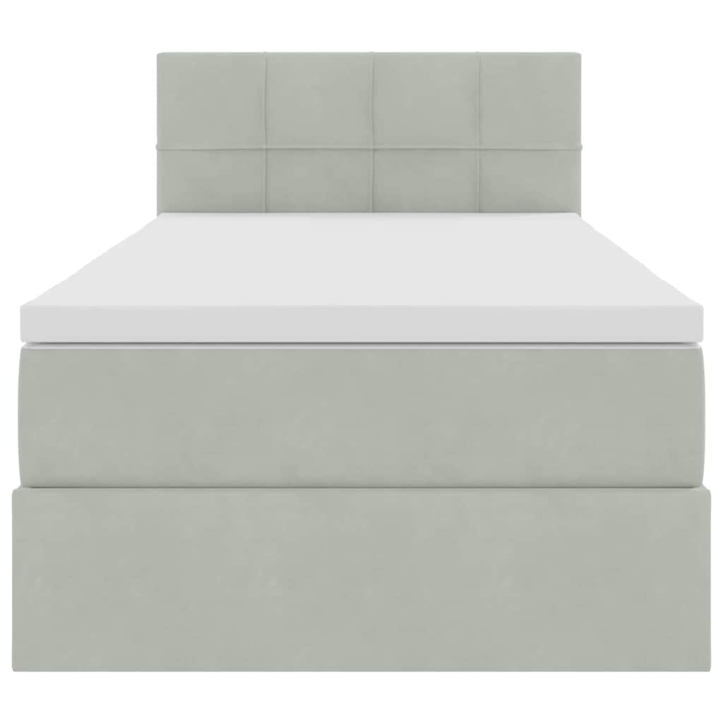 Opbergbed met LED met matras Lichtgrijs 100 x 200 cm Fluweel