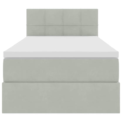 Opbergbed met LED met matras Lichtgrijs 100 x 200 cm Fluweel