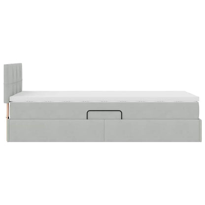 Opbergbed met LED met matras Lichtgrijs 100 x 200 cm Fluweel