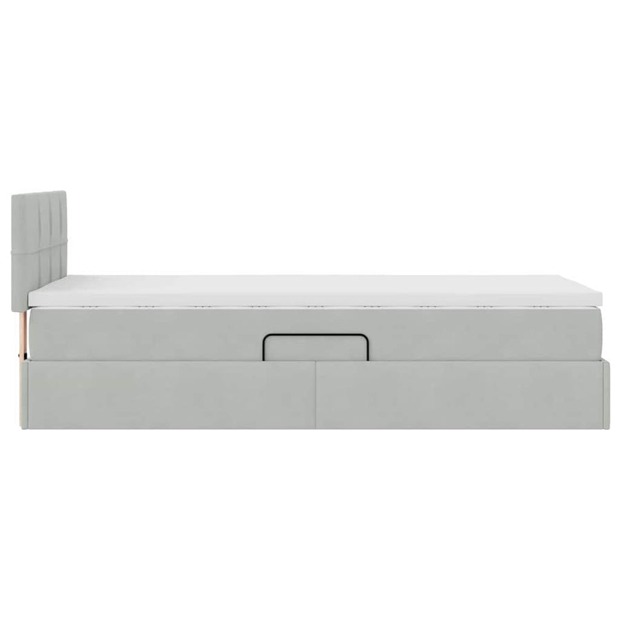 Opbergbed met LED met matras Lichtgrijs 100 x 200 cm Fluweel
