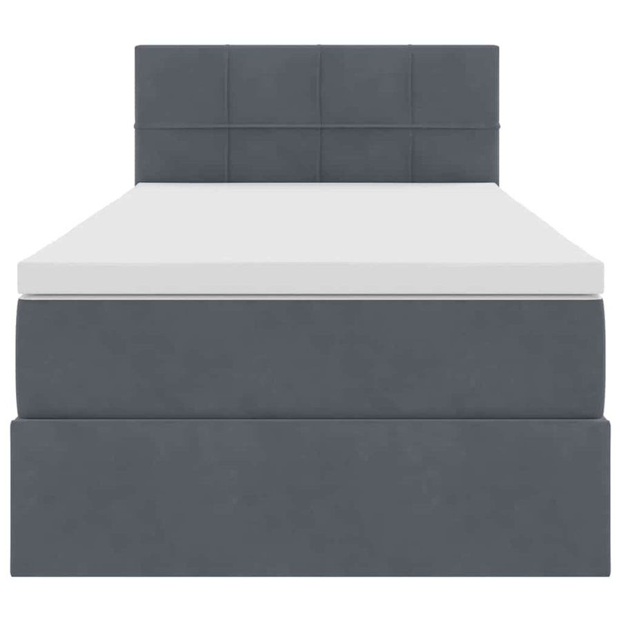 Opbergbed met LED met matras Donkergrijs 100 x 200 cm Fluweel
