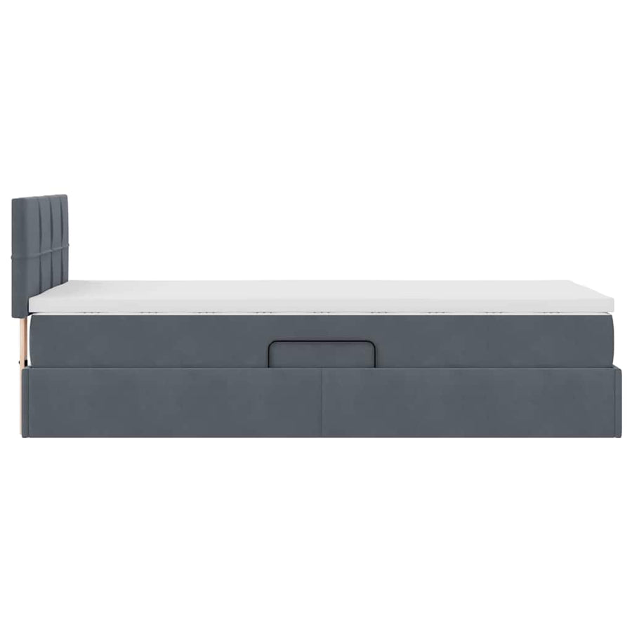 Opbergbed met LED met matras Donkergrijs 100 x 200 cm Fluweel