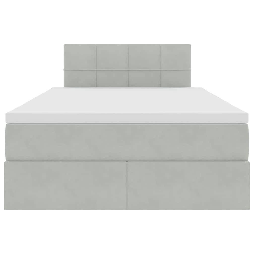 Opbergbed met LED met matras Lichtgrijs 120 x 190 cm Fluweel