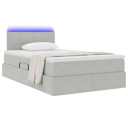 Opbergbed met LED met matras Lichtgrijs 120 x 190 cm Fluweel