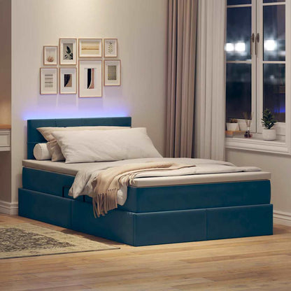 Opbergbed met LED met matras Blauw 120 x 190 cm Fluweel