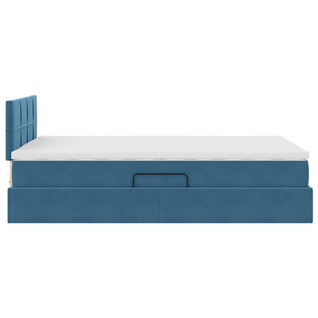 Opbergbed met LED met matras Blauw 120 x 190 cm Fluweel