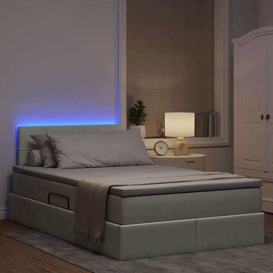 Bed met LED -striplichten Lichtgrijs 120 x 200 cm Fluweel