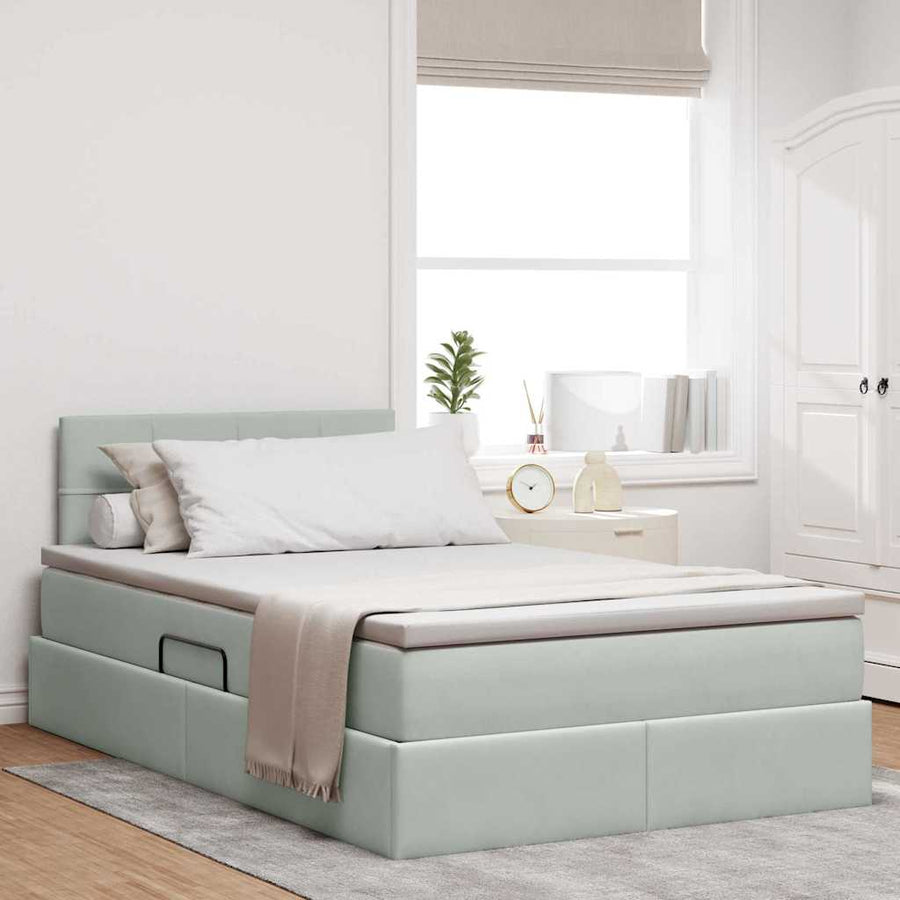 Bed met LED -striplichten Lichtgrijs 120 x 200 cm Fluweel