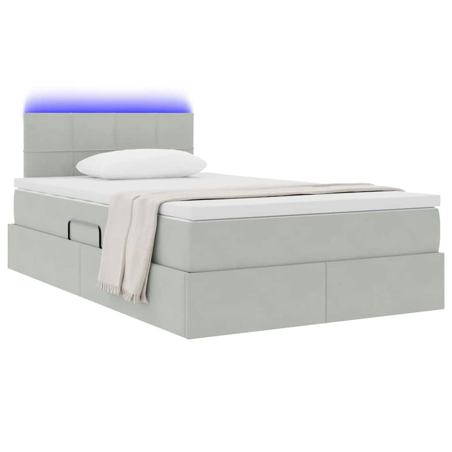 Bed met LED -striplichten Lichtgrijs 120 x 200 cm Fluweel