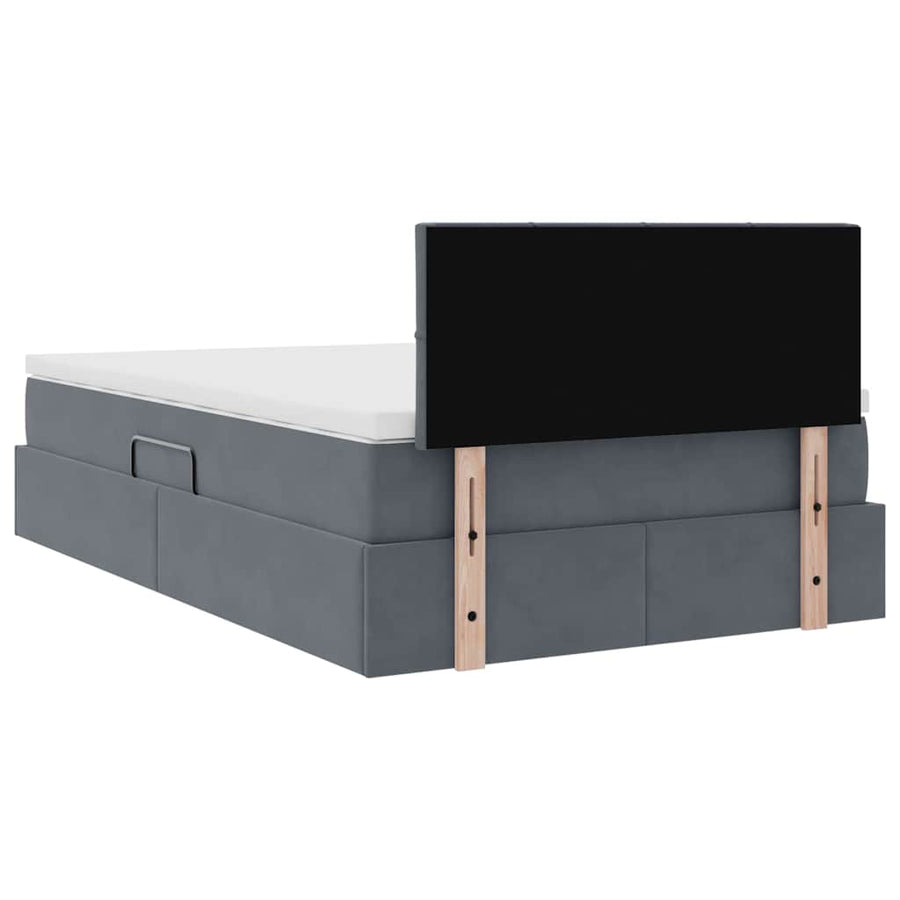 Bed met LED -striplichten Donkergrijs 120 x 200 cm Fluweel