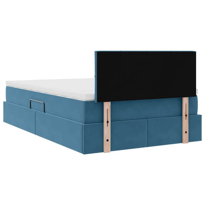 Bed met LED -striplichten Donkerblauw 120 x 200 cm Fluweel