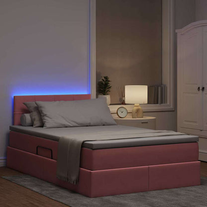 Bed met LED -striplichten met opslag Roze 120 x 200 cm Fluweel