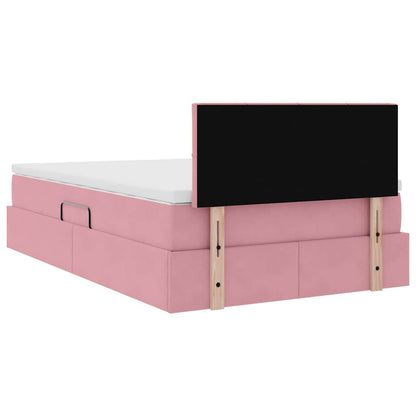 Bed met LED -striplichten met opslag Roze 120 x 200 cm Fluweel