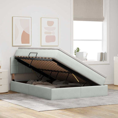 Bed met LED -striplichten Lichtgrijs 140 x 190 cm Fluweel