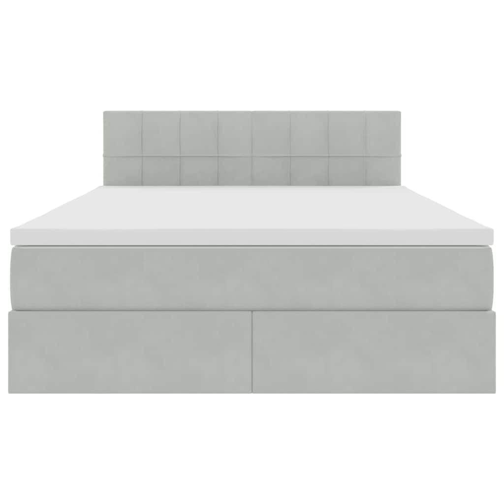 Bed met LED -striplichten Lichtgrijs 140 x 190 cm Fluweel
