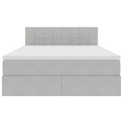 Bed met LED -striplichten Lichtgrijs 140 x 190 cm Fluweel