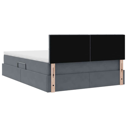 Bed met LED -striplichten Donkergrijs 140 x 190 cm Fluweel