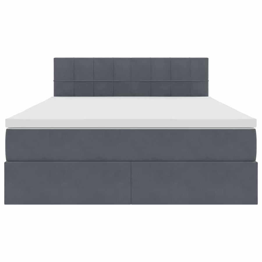 Bed met LED -striplichten Donkergrijs 140 x 190 cm Fluweel