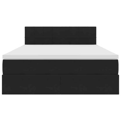 Bed met LED -striplichten met opslag Zwart 140 x 190 cm Fluweel