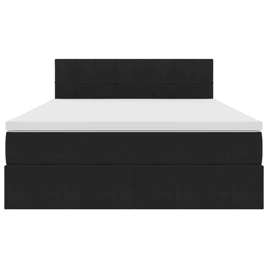 Bed met LED -striplichten met opslag Zwart 140 x 190 cm Fluweel