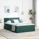 Storage Bed with LED and Mattress Dark Green 140 x 190 cm Velvet