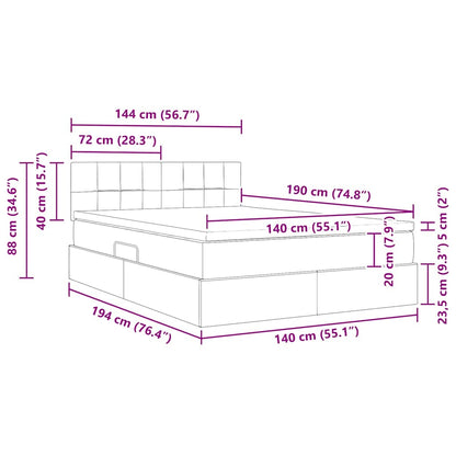 Bed met LED -striplichten Donkergroen 140 x 190 cm Fluweel