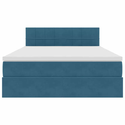 Bed met LED -striplichten Donkerblauw 140 x 190 cm Fluweel