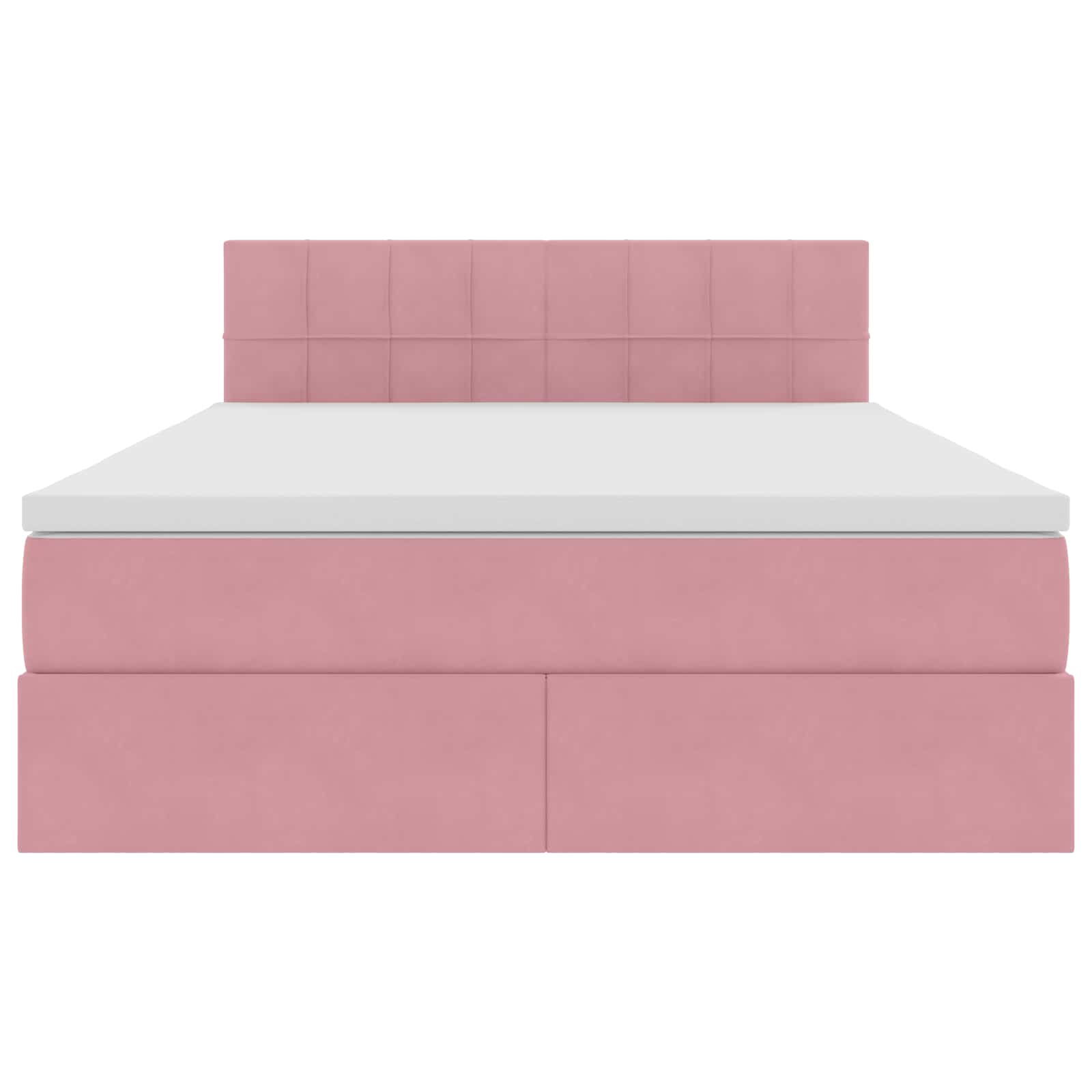 Opbergbed met LED met matras Roze 140 x 190 cm Fluweel