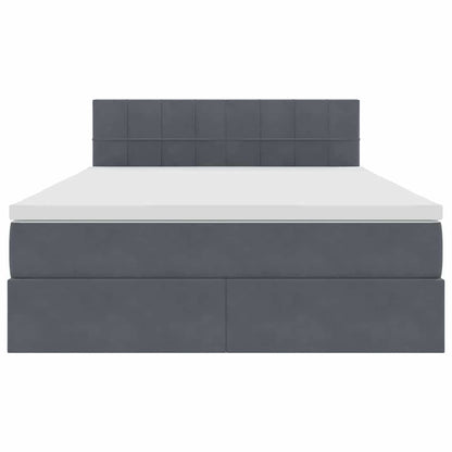 Bed met LED -striplichten Donkergrijs 140 x 200 cm Fluweel