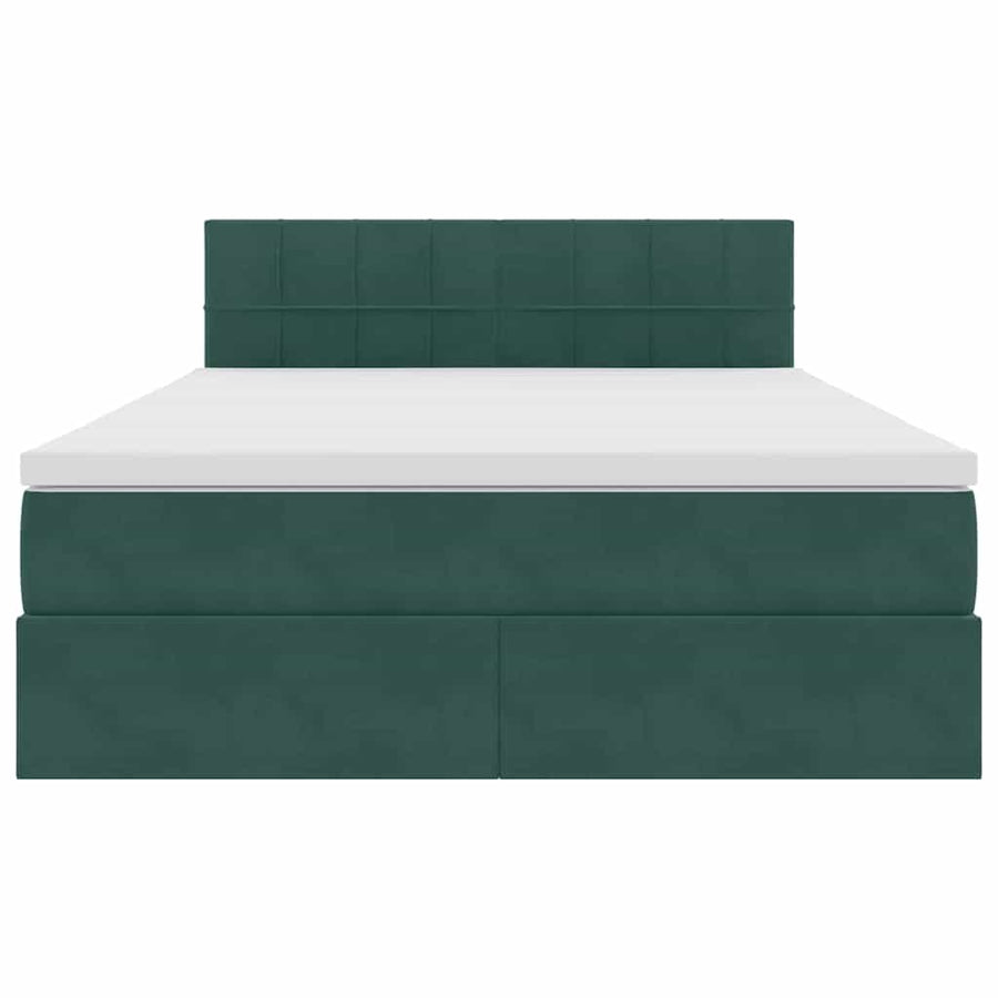 Bed met LED -striplichten Donkergroen 140 x 200 cm Fluweel