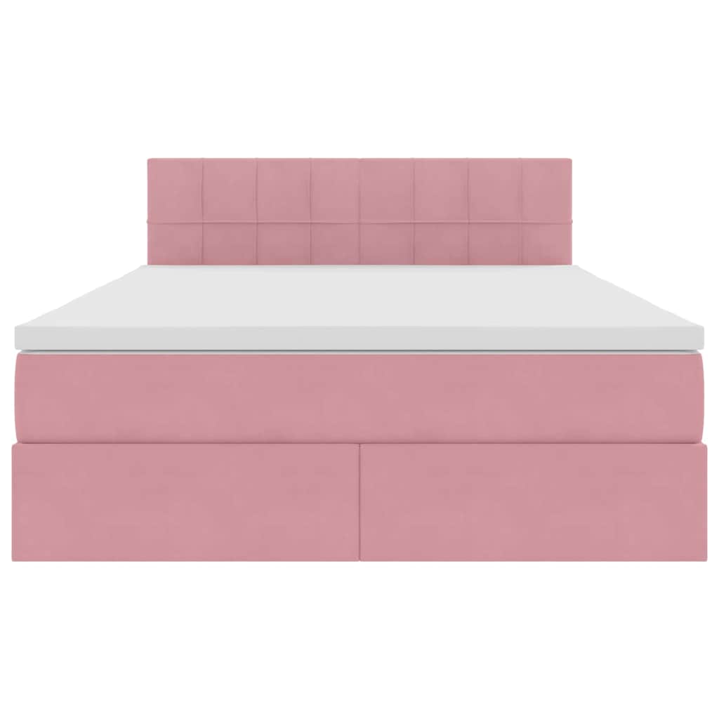 Bed met LED -striplichten met opslag Roze 140 x 200 cm Fluweel